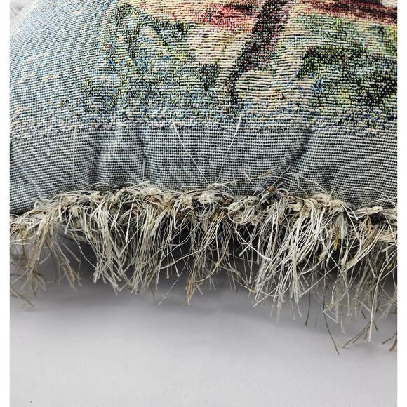Gorgeous Tapestry Throw Pillow Features Winter Scene w/ 2‎ Cardinals on a branch - Picture 8 of 8